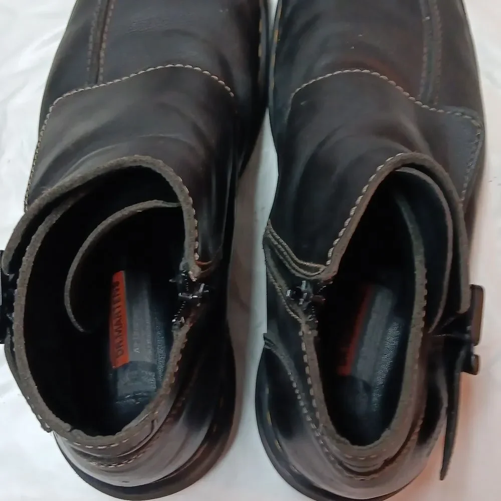 Dr. Martens Black Leather Buckle Boots Men's 12 Preowned